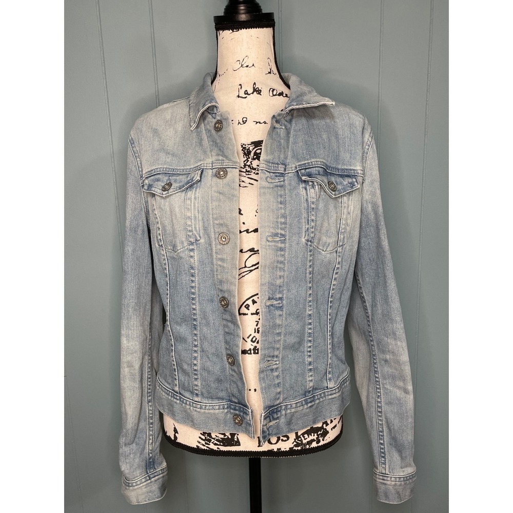 AG Adriano Goldschmied Denim Jacket Womens L Light Blue